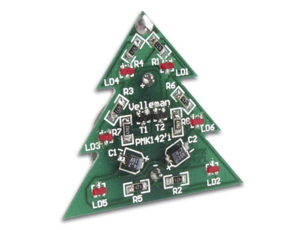 Soldering kit, DIY, SMD Christmas Tree, mini Christmas gadget with flashing LEDs